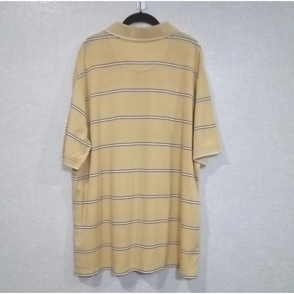Roundtree & Yorke Polo Shirt Men 2XT 100% Cotton Yellow Stripped Short Sleeve - Picture 3 of 5